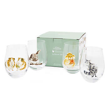 Wrendale Designs – Lot De 4 Tasses Porcelaine Animaux Mignons : Renard, Canetons, Cochon D'Inde, Hamster