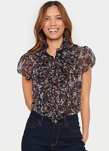 Shop Ruffle Rayon Crinkle smocked top | eShakti