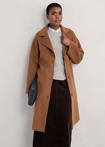 Seasalt Cornwall Brown Pensilva Wool Mix Coat | Freemans