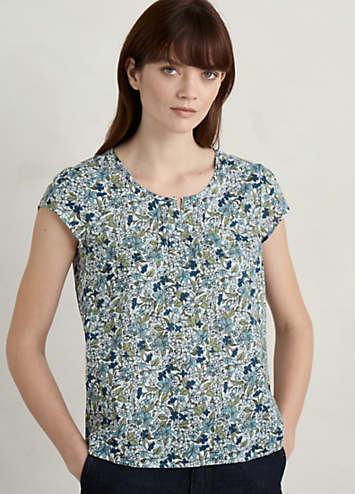 Buy Seasalt Cornwall Teal Blue Busy Lizzy Short Sleeve Tunic from