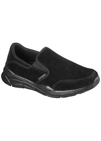 Skechers Black Relaxed Fit Nubuck Slip-On Trainers | Freemans