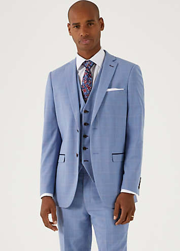 Skopes Fontelo Blue Check Tailored Fit Suit Jacket | Freemans