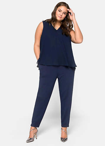 Sleeveless Chiffon Top Jumpsuit by Sheego