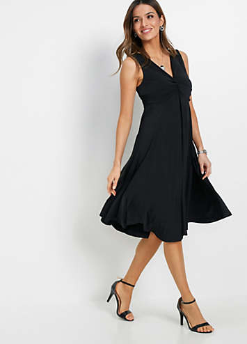 sleeveless knot front dress