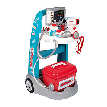 Smoby Doctor's Trolley Playset - Red-White-Blue with 16pc Medical Accessories