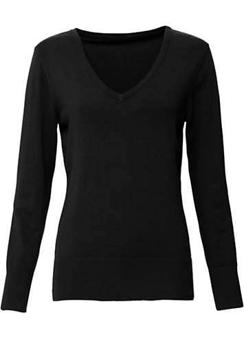 v neck black jumper womens