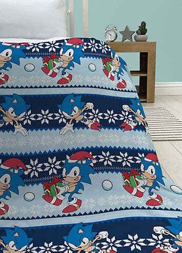 Sonic The Hedgehog Christmas Sherpa Back Fleece Blanket Freemans