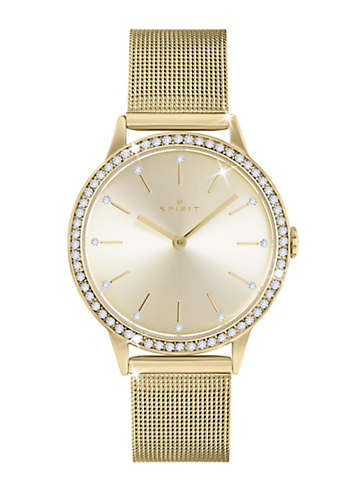 Women's Mesh Bracelet Watch Spirit Ladies Gold Plated Stone