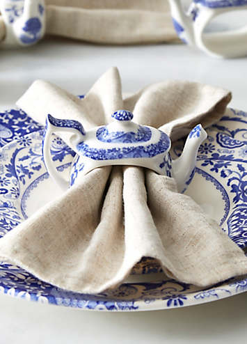 Spode Set of Italian Teapot Napkin Rings Blue Freemans