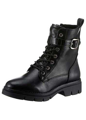 Tamaris Dames Lace Boot Heel 1-25132-45 Enkellaarzen, Black Patent, 38 EU, zwart (patent), 38 EU