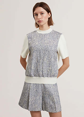 Ted Baker Ezzeli Woven Front Short Sleeve Jumper | Freemans