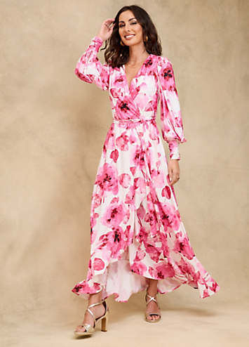 Together Pink Floral Print Jersey Wrap Maxi Dress Freemans