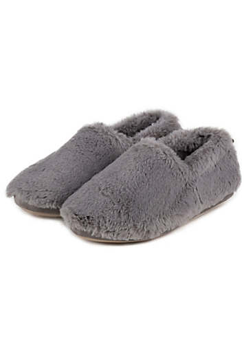 Totes Grey Ladies Faux Fur Full Back Slippers | Freemans