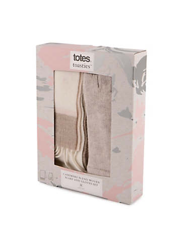 Totes Ladies Cashmere Blend Woven Scarf & Gloves Gift Set | Freemans