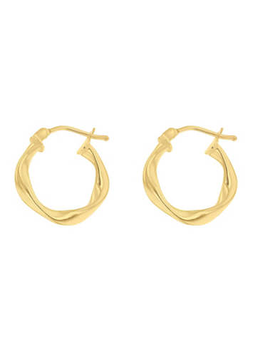 Tuscany Gold 9ct Yellow Gold Twisted-Square-Hoop Creole Earrings | Freemans