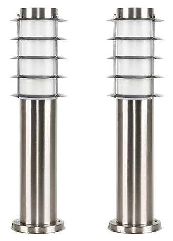 ValueLights 2 x Wharf Outdoor Stainless Steel Bollard Lantern Light ...