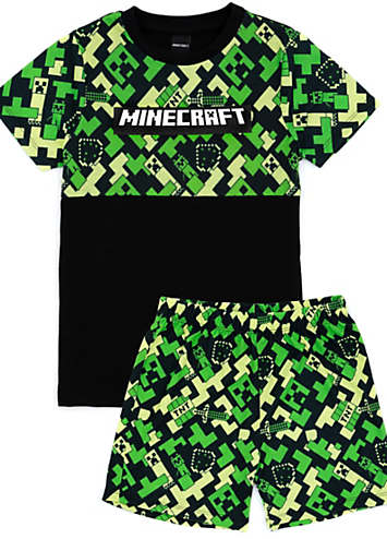 Vanilla Underground Minecraft Boys Green Short Sleeve Short Leg Pyjama ...