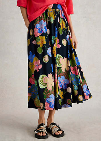 White Stuff Purple A-Line Midi Skirt