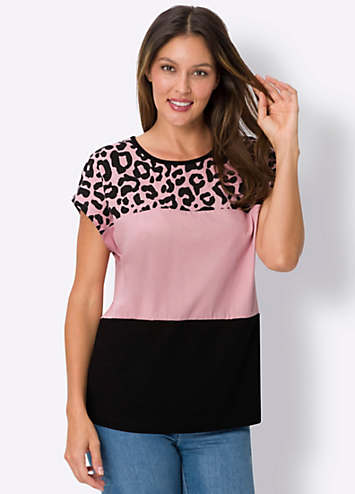 Cutout Animal Print Round Neck Tank