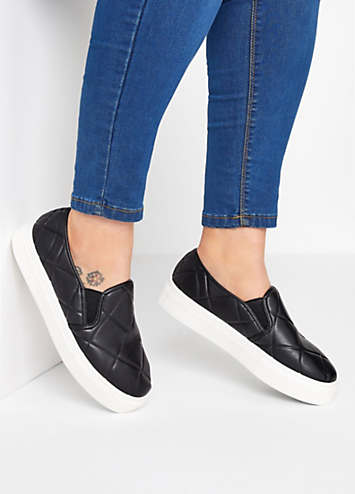 Yours Extra Wide EEE Fit Quilted Slip-On Trainers Freemans