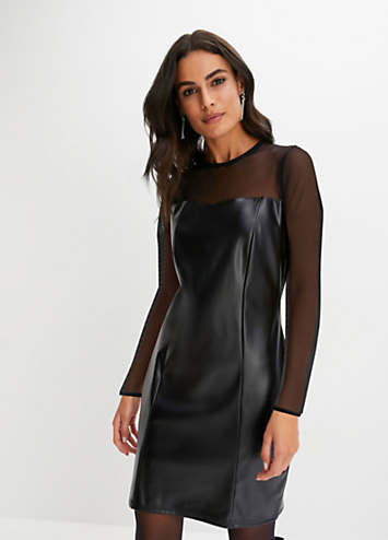 bonprix Faux Leather Wrap Dress, Freemans