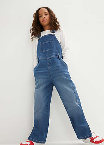 bonprix Kids Wide Leg Denim Dungarees | Freemans