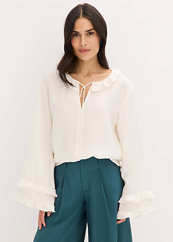 bonprix Ruffle Trim Bell Sleeve Blouse | Freemans