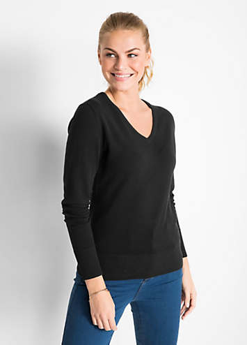 bonprix Smooth Knit V-Neck Jumper | Freemans