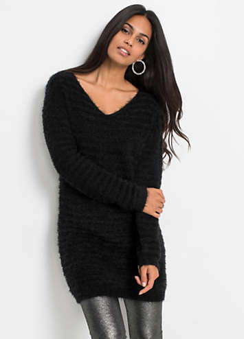 bonprix V-Neck Long Fluffy Jumper