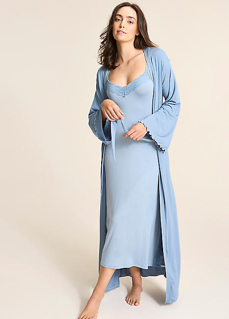 knee length dresses for ladies Marina Womens Jersey Long Dressing Gown main image 1
