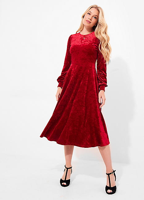 Joe Browns Velour Voluminous Sleeve Midi Dress - Freemans Midi Dress New In 29th October 2024