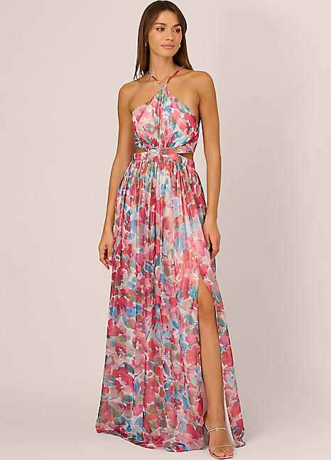 Adrianna by Adrianna Papell Foiled Chiffon Maxi Dress