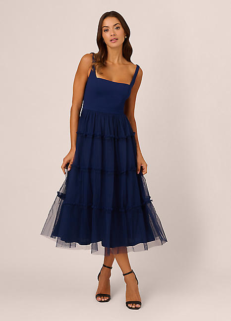 Adrianna By Adrianna Papell Knit And Mesh Midi Dress | Freemans