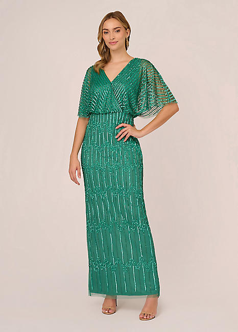 Adrianna Papell Beaded Surplice Gown Freemans