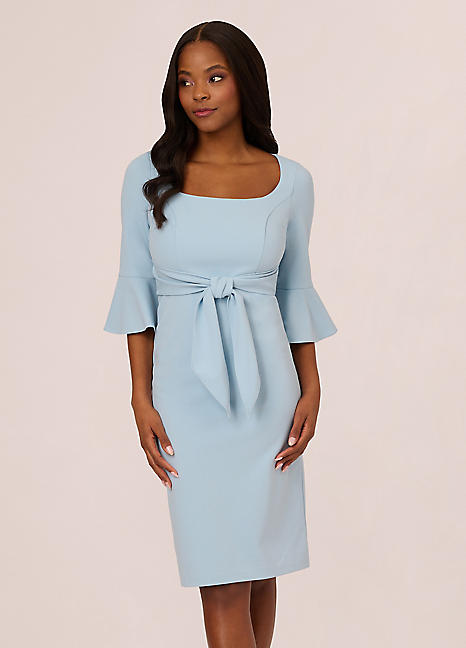 【海外限定】AdriannaPapell ドレス☆Bell Sleeve Tie Waist Kne Adrianna Papell Women's Bell Sleeve Tie, Camellia at Amazon