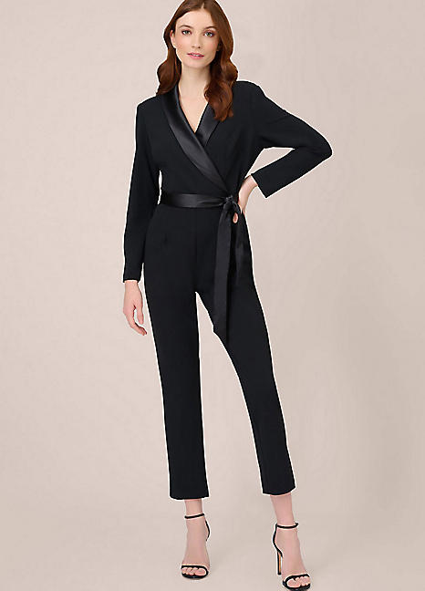 Adrianna Papell Crepe Tuxedo Jumpsuit | Freemans