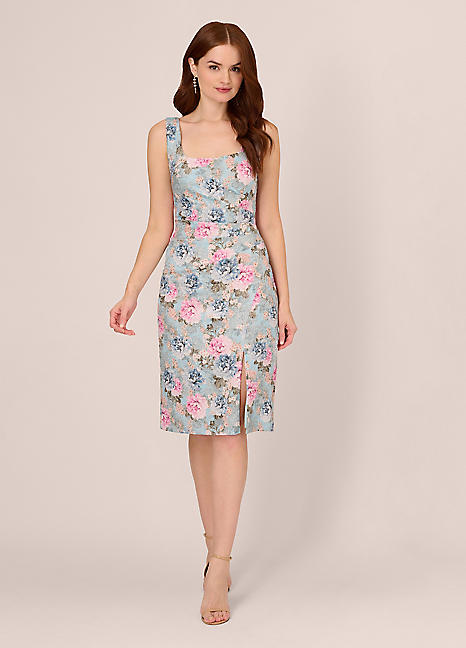 Adrianna Papell Floral Matelasse Dress