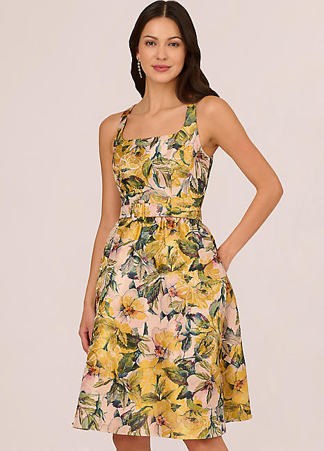 Adrianna Papell Jacquard Midi Dress