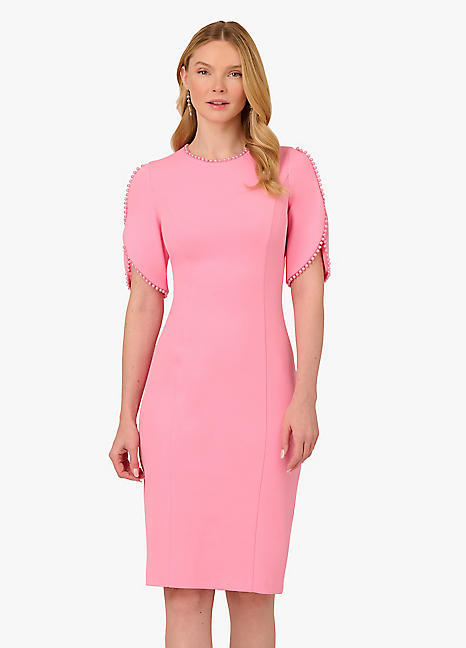 Adrianna Papell Knit Crepe Pearl Midi Dress | Freemans