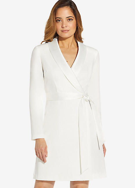 Adrianna Papell Knit Crepe Tuxedo A Line Dress Freemans