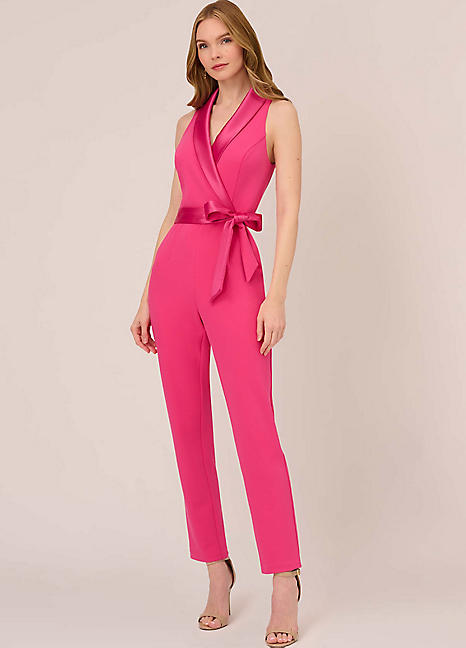 Adrianna Papell Knit Crepe Tuxedo Jumpsuit Freemans