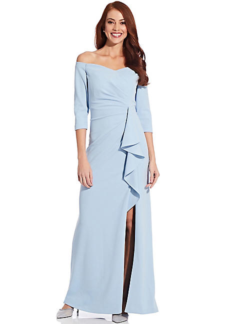 adrianna papell off the shoulder gown