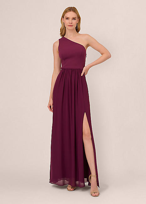 Adrianna Papell One Shoulder Chiffon Gown Freemans