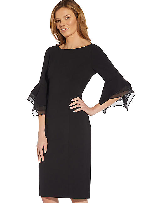 Adrianna Papell Plus Knit Crepe Tiered Sleeve Dress Freemans