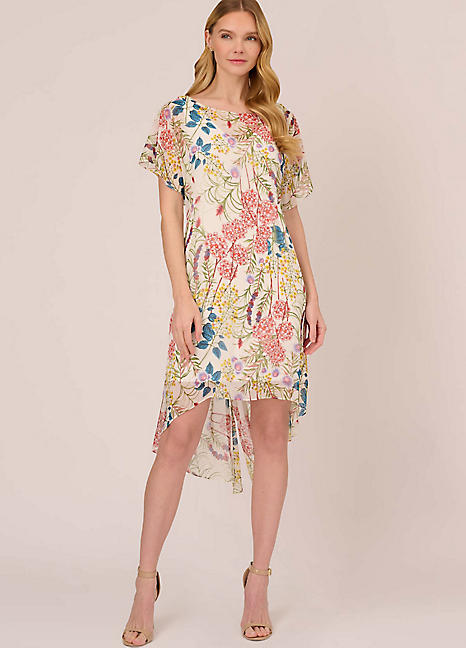 Adrianna Papell Printed Chiffon Shift Dress Freemans