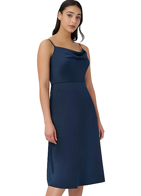 Adrianna Papell Satin Cowl Neck Midi Dress