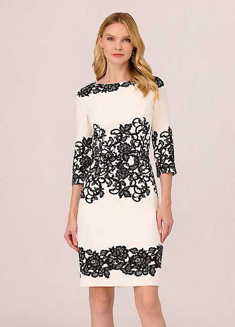 Adrianna Papell Scroll Lace Short Dress Freemans