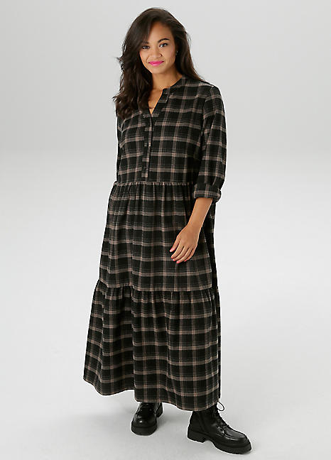 check midi shirt dress New with Tags - Size XS - Women's Buffalo Check Long Sleeve Utility Midi Shirt Dress