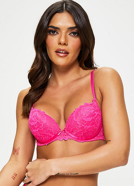 Black Ann Summers Sexy Lace Plunge Push Up Bra