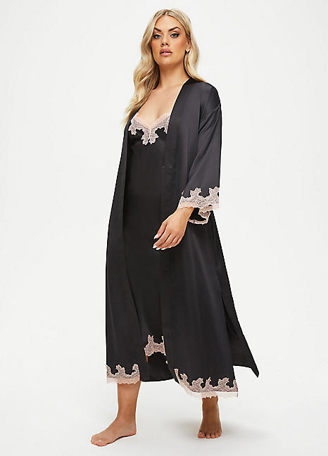 chinese dress ladies Ann Summers Rosalie Chemise, Lace Trim Satin Nightdress with Side Splits  Ladies Nightdress with Adjustable Straps, Chemise Nighties for Women